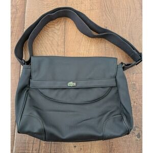 LACOSTE MESSENGER BAG Sling Shoulder Medium Casual Black - PVC + Cotton